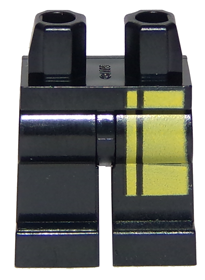 LEGO part Hips and Legs with Narrow and Wide Double Yellow Stripes on Left Leg Pattern 970c00pb0643