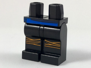 LEGO part Hips and Legs with Blue Belt and Orange Knee Wrappings Pattern 970c00pb0709