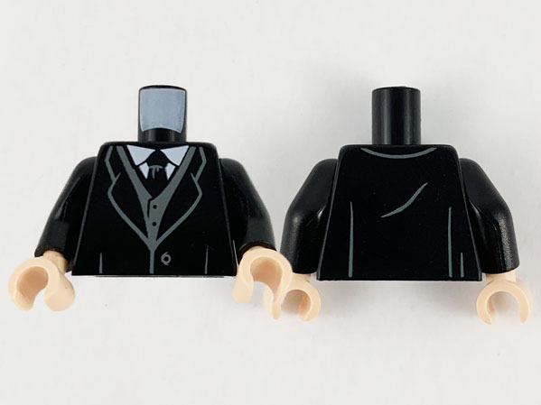 Torso Coat and Tie, White Shirt and Dark Bluish Gray Vest Pattern / Black Arms / Light Nougat Hands