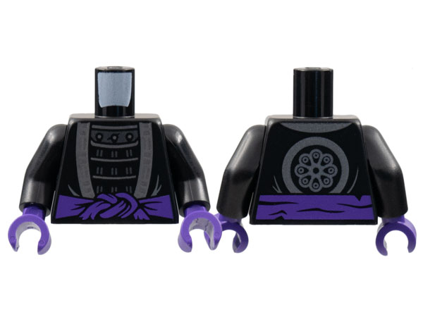 Torso Robe with Silver Hem over Armor, Dark Purple Sash, Flower Emblem on Back Pattern / Black Arms / Dark Purple Hands