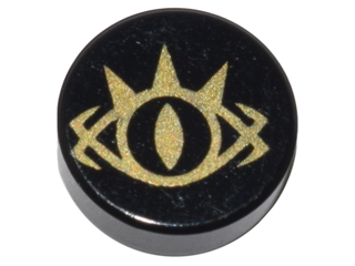 Tile, Round 1 x 1 with Goblin King Eye Pattern