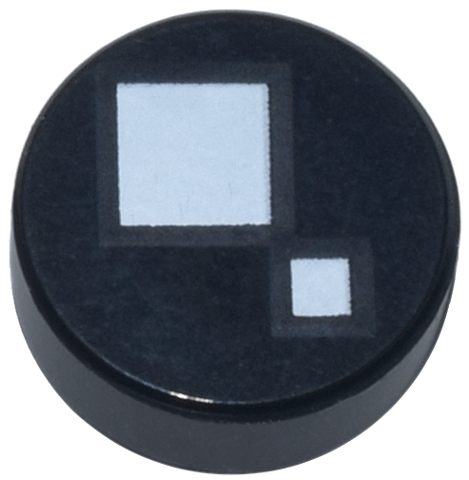 Tile, Round 1 x 1 with 2 White Squares Pattern (BrickHeadz Standard Eye)