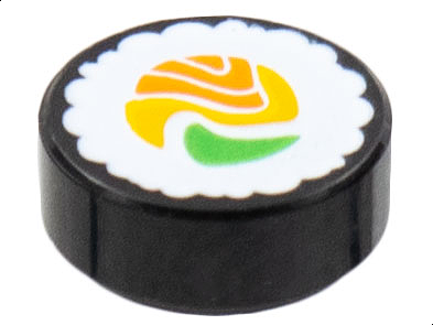 LEGO onderdeel Tile, Round 1 x 1 with Sushi Roll Pattern (98138pb261)