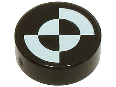 Tile, Round 1 x 1 with White Quarter Circles (Fiducial Marker) Pattern