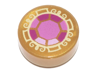Tile, Round 1 x 1 with Bright Pink, Dark Pink and Magenta Faceted Jewel Pattern