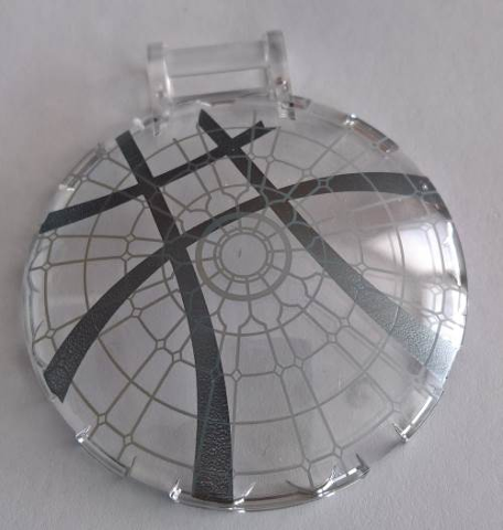 Dish 6 x 6 Inverted with Bar Handle with Rose Window Pattern Overlay with 4 Crossing Dark Bluish Gray Lines Pattern