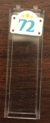 Stein 1 x 2 x 5 mit Stern und Nummer '72' Muster (Aufkleber) - Set 41314
