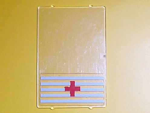 Glass for Window 1 x 4 x 5 with 5 White Stripes and Red Cross Pattern (Sticker) - Set 6380