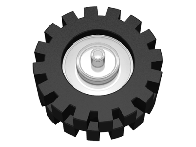 Wheel Center Small with Stub Axles (Pulley Wheel) with Black Tire 15mm D. x 6mm Offset Tread Small (3464 / 3641)