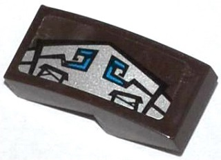 Schräge, gewölbt 2 x 1 x 2/3 mit blauem und silbernem Gorilla-Rüstungsmuster Modelllinke Seite (Aufkleber) - Set 70125
