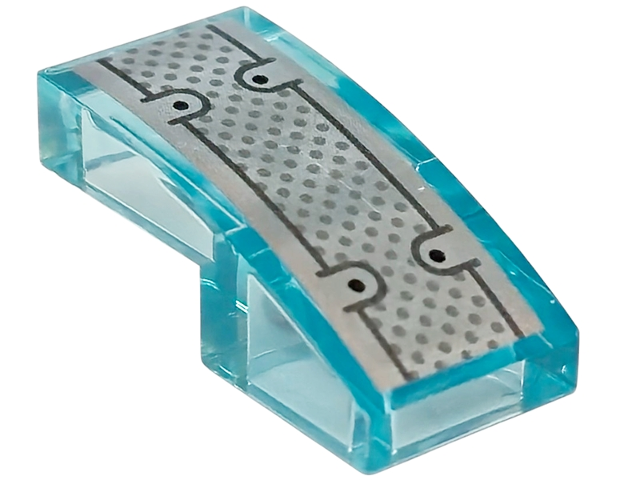 Schuin, Gebogen 2 x 1 x 2/3 met Zwart en Donkergrijs Stippen en Lijnen op Zilver Achtergrond Patroon