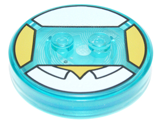 Dimensions Toy Tag 4 x 4 x 2/3 con 2 Bottoni e Fondo Azzurro Trasparente Chiaro con Camicia Colletto Bianca e Colletto Giallo (Homer)