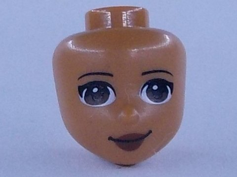 Mini Doll, Head Friends with Dark Brown Eyes, Dark Red Lips and Closed Mouth Smile Pattern