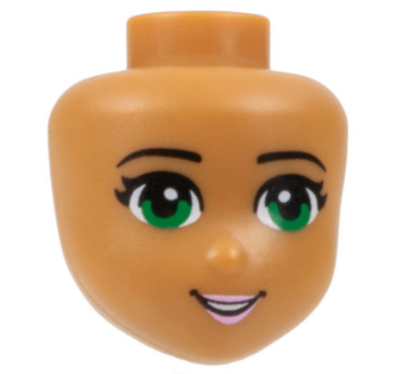 Mini Doll, Head Friends with Green Eyes, Pale Pink Lips and Open Mouth Pattern