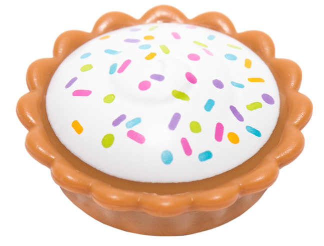 Pie with White Cream Filling and Bright Light Orange, Dark Pink, Dark Turquoise, Lime, and Medium Lavender Sprinkles Pattern (BAM)