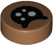 Tile, Round 1 x 1 with Black Circle Eye with White Spots and Partially Closed Curved Eyelid Pattern