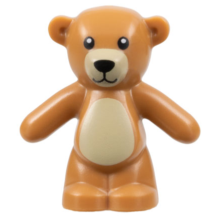 Teddy Bear with Black Eyes, Nose, and Mouth, Tan Stomach and Muzzle Pattern