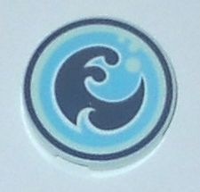 Fliese, Rund 2 x 2 mit unterer Noppenhalterung mit Elves Wasser-Power Symbol Muster