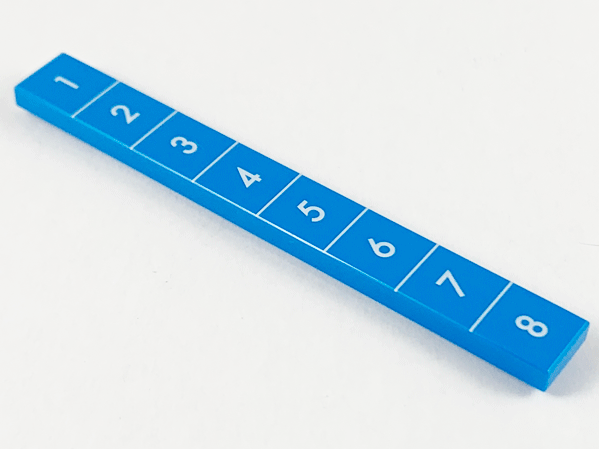 Tile 1 x 8 with White Stud Measurements 1-8 Pattern