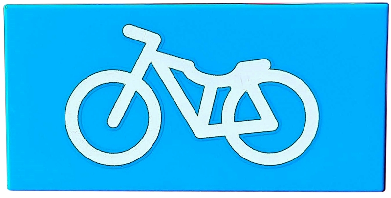 Tile 2 x 4 with White Bicycle Pattern