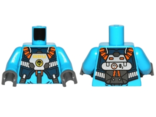 Torso Alien Conquest ADU Soldier with Protection Vest and Breathing Apparatus Pattern / Dark Azure Arms / Dark Bluish Gray Hands