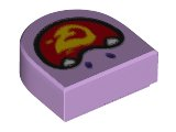 Tile, Round 1 x 1 Half Circle Extended with Open Mouth with Flame Pattern