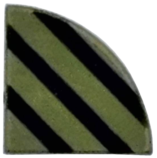Tile, Round 1 x 1 Quarter with 3 Black Diagonal Lines Pattern