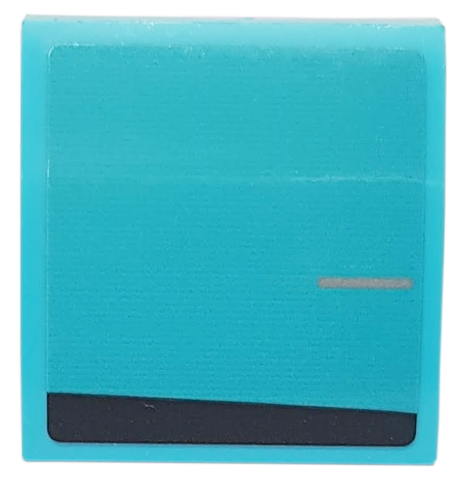 Schuin, Gebogen 2 x 2 x 2/3 with Black Stripe and Silver Line on Medium Azure Background Pattern Model Right Side (Sticker) - Set 76898