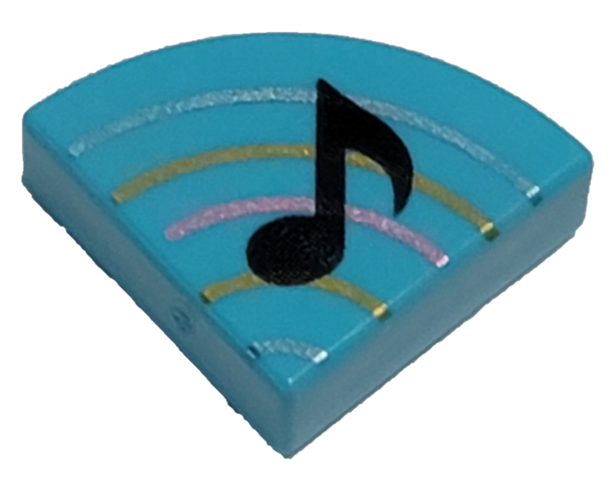 Tile, Round 1 x 1 Quarter with Music Note Eighth and Curved Lines Pattern