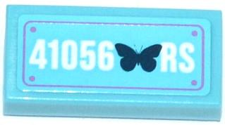 Tile 1 x 2 with Butterfly and '41056 RS' Plate Pattern (Sticker) - Set 41056