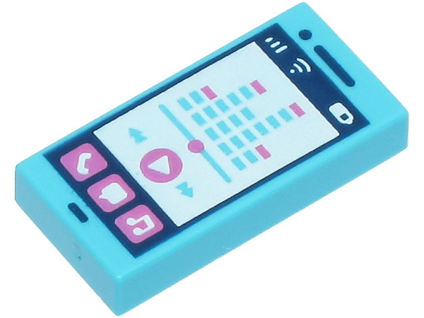 Tile 1 x 2 with Smartphone, Phone, Speech Bubble, Note, Play Button, Signal Strength and Battery Level Pattern