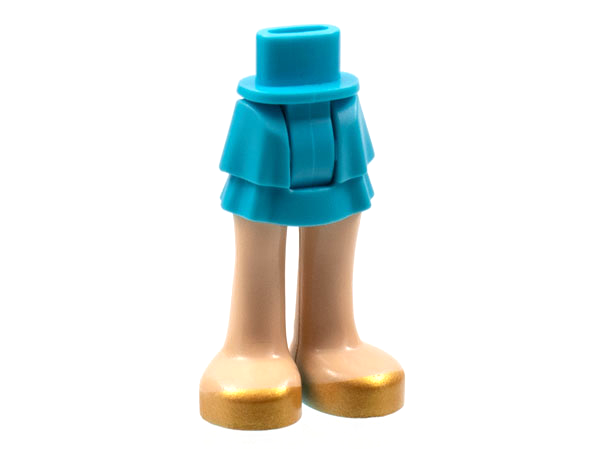 Mini Doll Hips and Skirt Layered, Light Nougat Legs and Gold Shoes Pattern - Thick Hinge