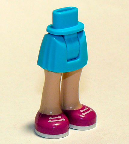 Mini Doll Hips and Skirt, Light Nougat Legs and Magenta Shoes with White Laces and Soles Pattern - Thick Hinge