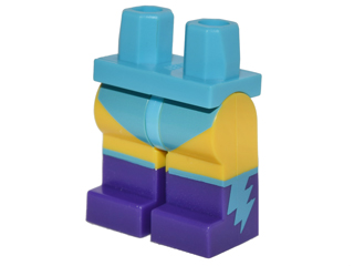 Hips and Yellow Legs with Medium Azure Leotard and Dark Purple Boots with Medium Azure Lightning Bolts Pattern