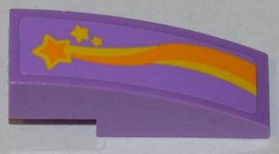 Slope, Curved 3 x 1 with Orange and Yellow Shooting Star Pattern Model Left Side (Sticker) - Set 3183