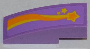 Slope, Curved 3 x 1 with Orange and Yellow Shooting Star Pattern Model Right Side (Sticker) - Set 3183
