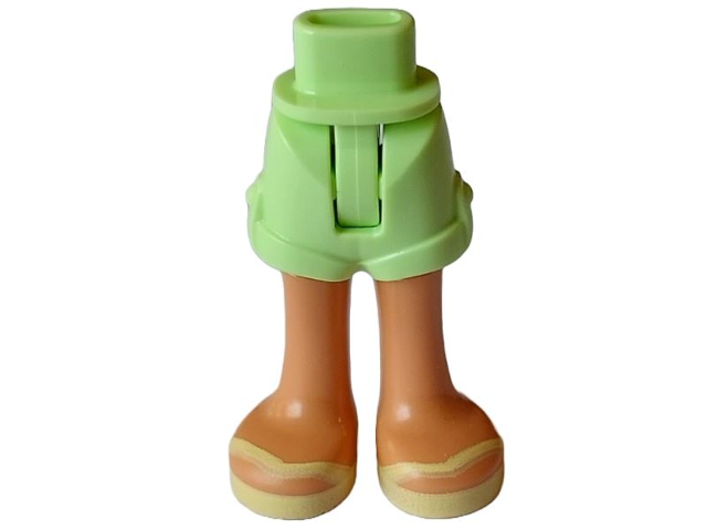 Mini Doll Hips and Shorts with Molded Nougat Legs and Printed Bright Light Yellow Sandals with V-Shaped Straps Pattern - Thin Hinge