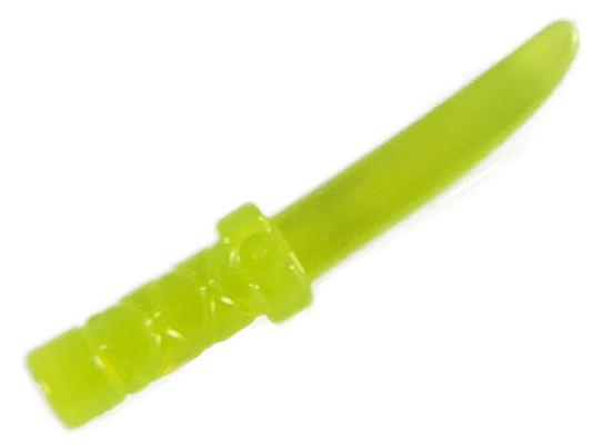 Minifigure, Weapon Knife with Flat Hilt End and Curved Blade, Cross Hatched Grip