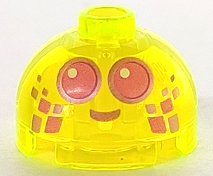 Brick, Round 2 x 2 Dome Top with Dark Pink Eyes with Metallic Pink Outlines and Smile Pattern