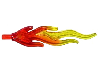 LEGO part Wave Rounded Straight Large with Bar End (Flame) with Marbled Trans-Yellow Pattern (85959pb01b)