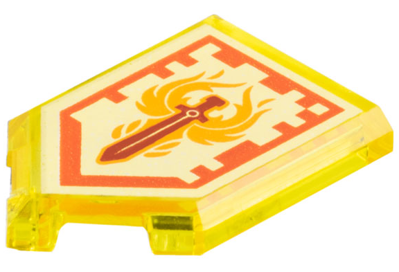 Tegel, Aangepast 2 x 3 Pentagonaal met Nexo Power Shield Patroon - Phoenix Blaze