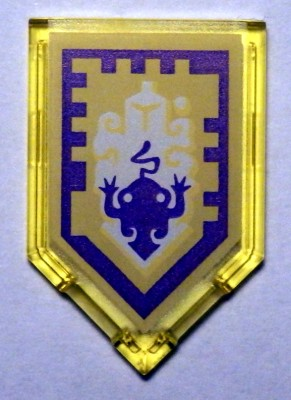 Tile, Modified 2 x 3 Pentagonal with Nexo Power Shield Pattern - Toad