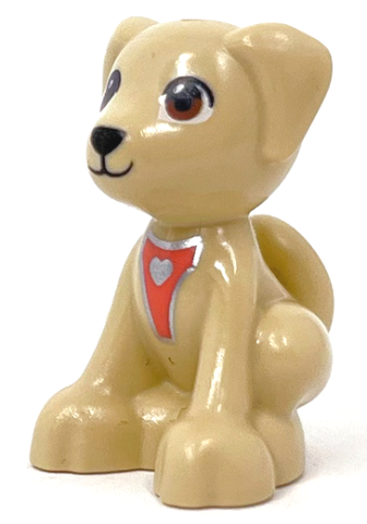 Dog, Friends, Puppy, Sitting with Brown Eyes, Black Nose and Silver Heart Pattern