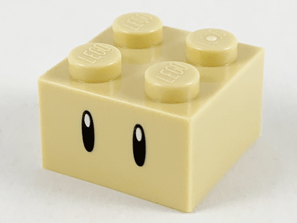 Stein 2 x 2 mit schwarzen ovalen Augen mit weißen Pupillen Muster (Super Mario 1-Up Pilz / Super Pilz Kopf)