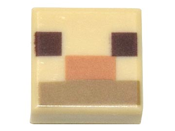 Tile 1 x 1 with Dark Brown Squares, Medium Nougat and Dark Tan Rectangles Pattern (Minecraft Alpaca / Llama Nose and Mouth)