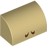 Slope, Curved 1 x 2 with 2 Reddish Brown Curved Lines Pattern (Super Mario Cranky Kong / Diddy Kong / Dixie Kong Nostrils)