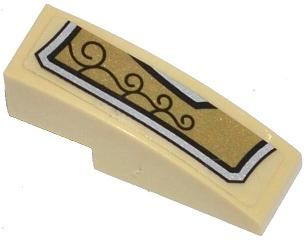 Slope, Curved 3 x 1 with Gold and Silver Armor Plate with 4 Black Swirls Pattern Model Left Side (Sticker) - Set 70123