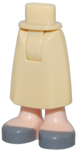 Mini Doll Hips and Skirt Long, Light Nougat Ankles and Dark Bluish Gray Shoes Pattern - Thick Hinge