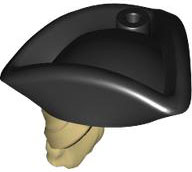 Minifigure, Hair Combo, Hair with Hat, Long Hair with Ponytail and Molded Black Pirate Tricorne Hat Pattern