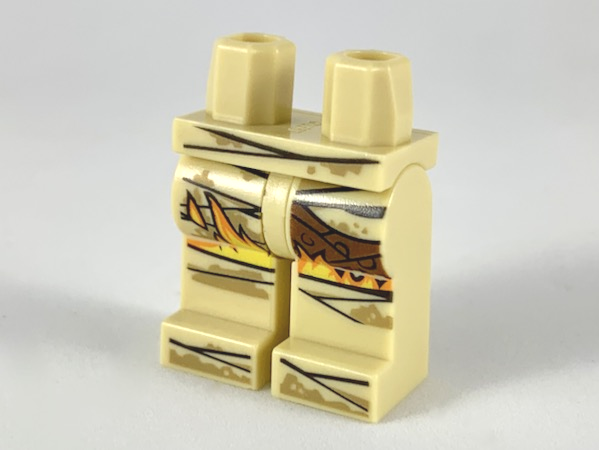 Hips and Legs with Mummy Wrappings, Dark Tan Dirt, Yellow and Orange Flames Pattern